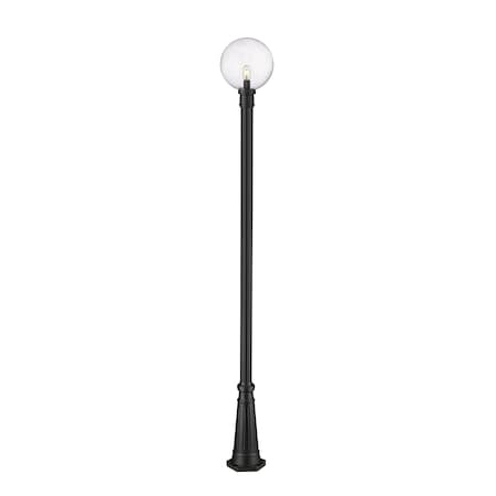 Z-Lite Laurent Outdoor Post Mounted Fixture, 1-Light, 12 In.W x 109.75 In.H, Black/Clear Seedy 599PHB-519P-BK